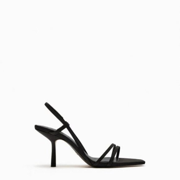 ZARA BLOCK HEEL STRAPPY SANDALS Black SIZE | 1321/110 - Picture 6 of 12